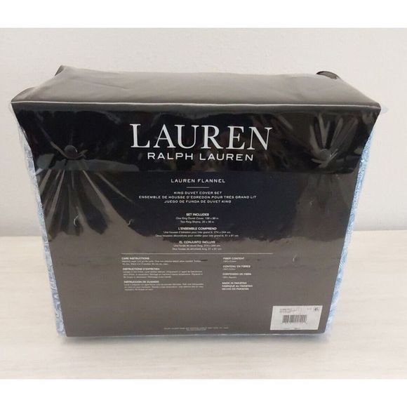 Ralph Lauren LAUREN FLANNEL 100% Cotton Blue BANTRY PAISLEY King Duvet Cover Set - Picture 3 of 10